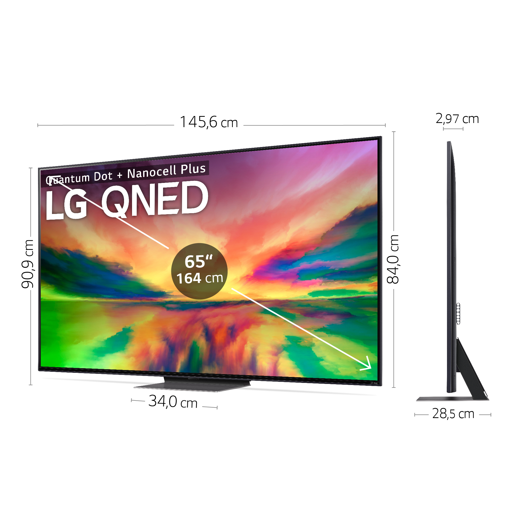 TV QNED 65" - LG 65QNED813RE, UHD 4K, Procesador Inteligente α7 4K Gen6, Smart TV, Ashed Blue