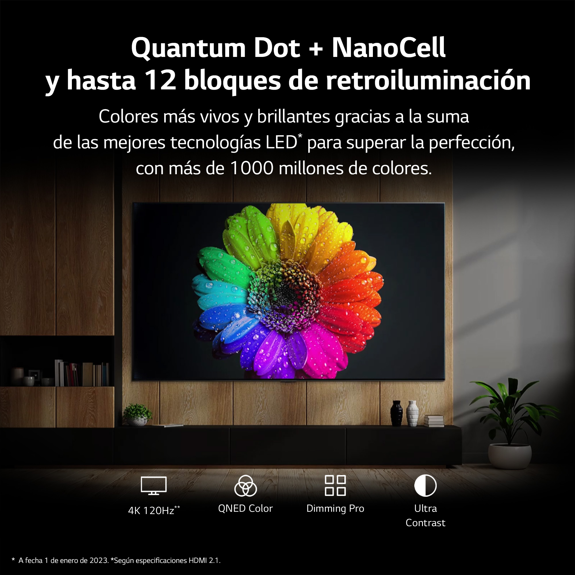 TV QNED 65" - LG 65QNED813RE, UHD 4K, Procesador Inteligente α7 4K Gen6, Smart TV, Ashed Blue