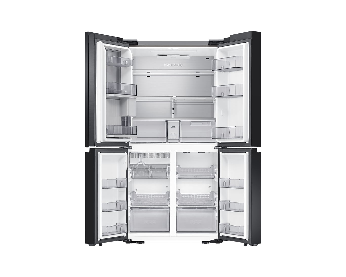 Frigorífico americano - Samsung RF65DB960E22EO, Sistema Triple Cooling, 185.3 cm, 646l, Metal Cooling, SmartThings, Negro