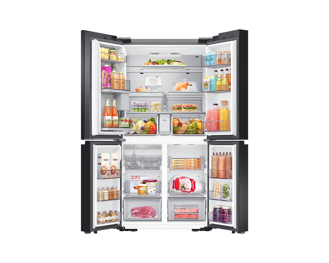 Frigorífico americano - Samsung RF65DB960E22EO, Sistema Triple Cooling, 185.3 cm, 646l, Metal Cooling, SmartThings, Negro