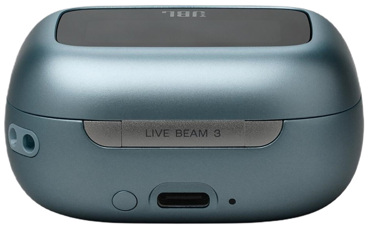 Niebiesko-zielone urządzenie audio z portem USB i tekstem "LIVE BEAM 3".