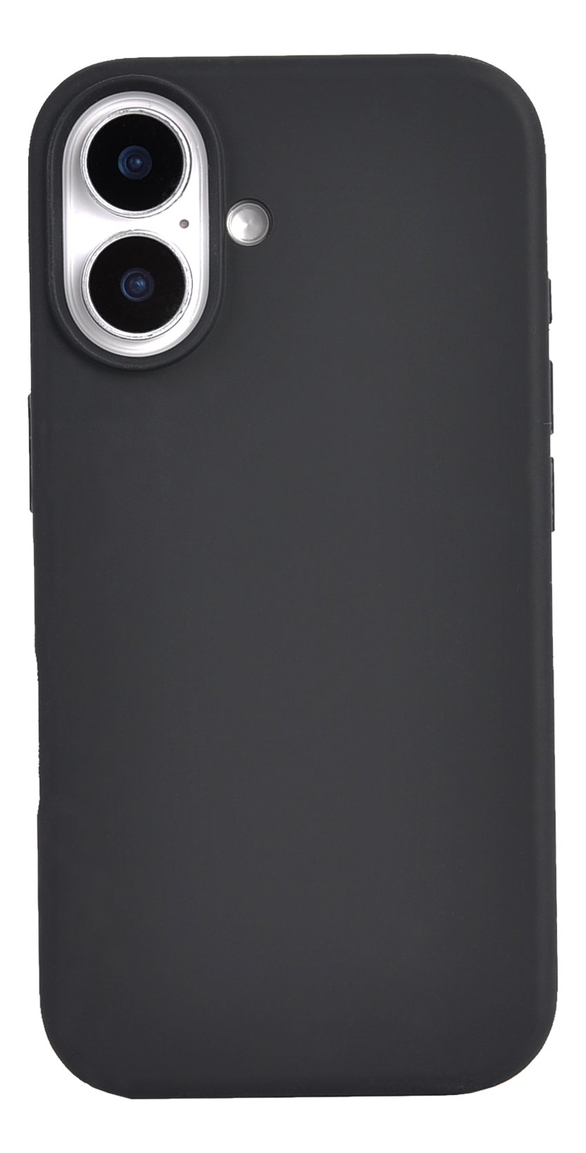 Coque de téléphone noire avec deux objectifs d'appareil photo. La coque est sur fond noir.