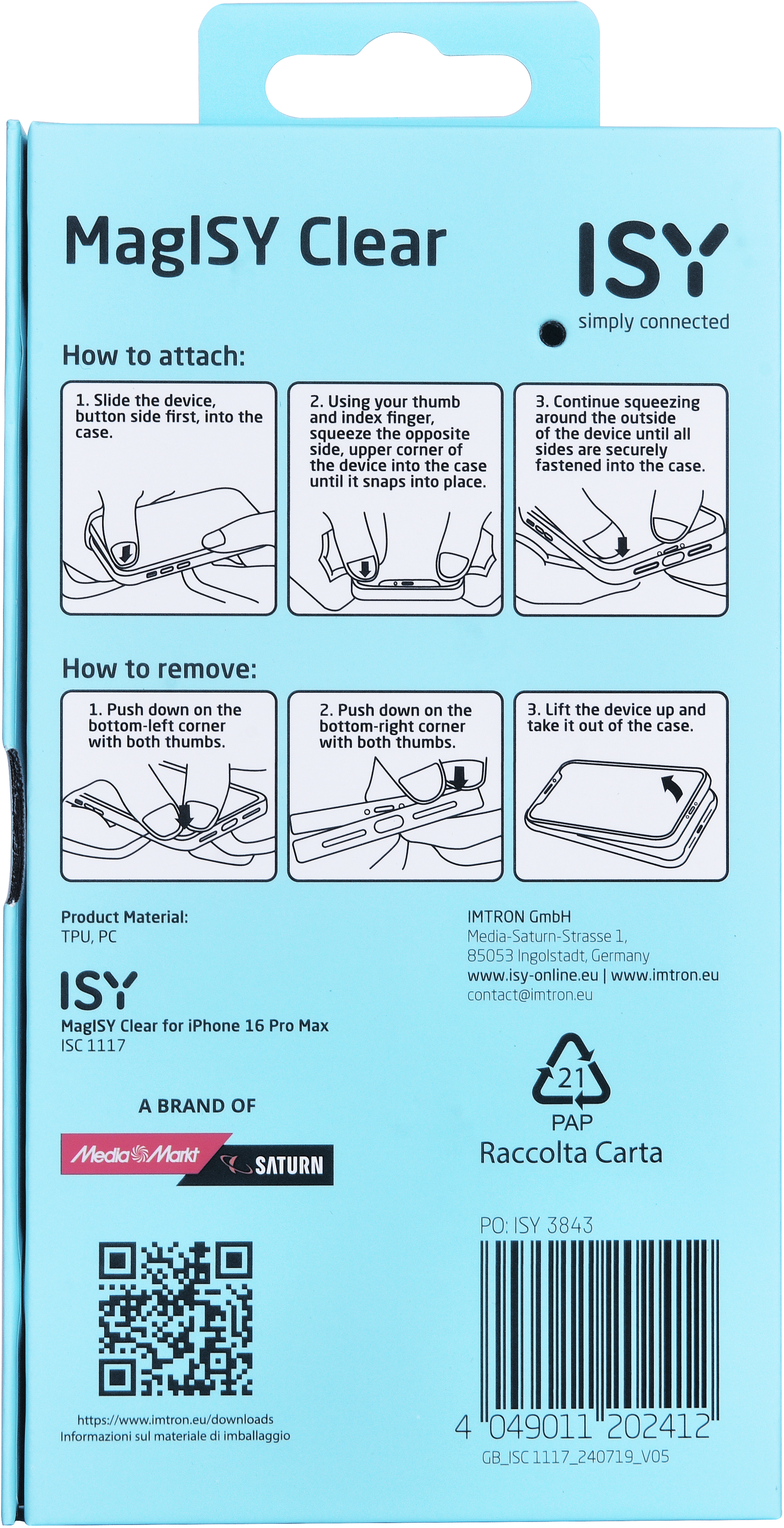 Une boîte de produit pour une coque de téléphone avec des instructions.