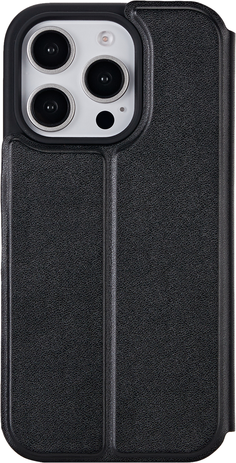 Une coque de téléphone noire avec une caméra et un couvercle.