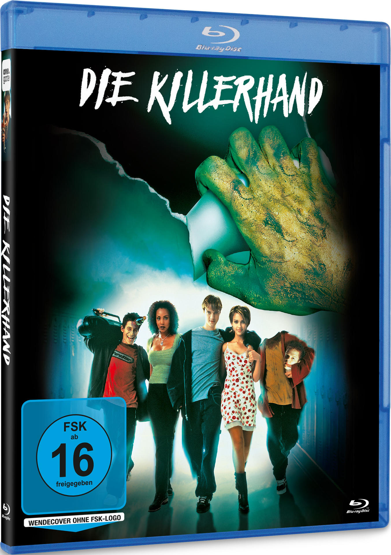 Filmcover: Die Killerhand, mit einer grünen Hand, die durch Papier bricht.
