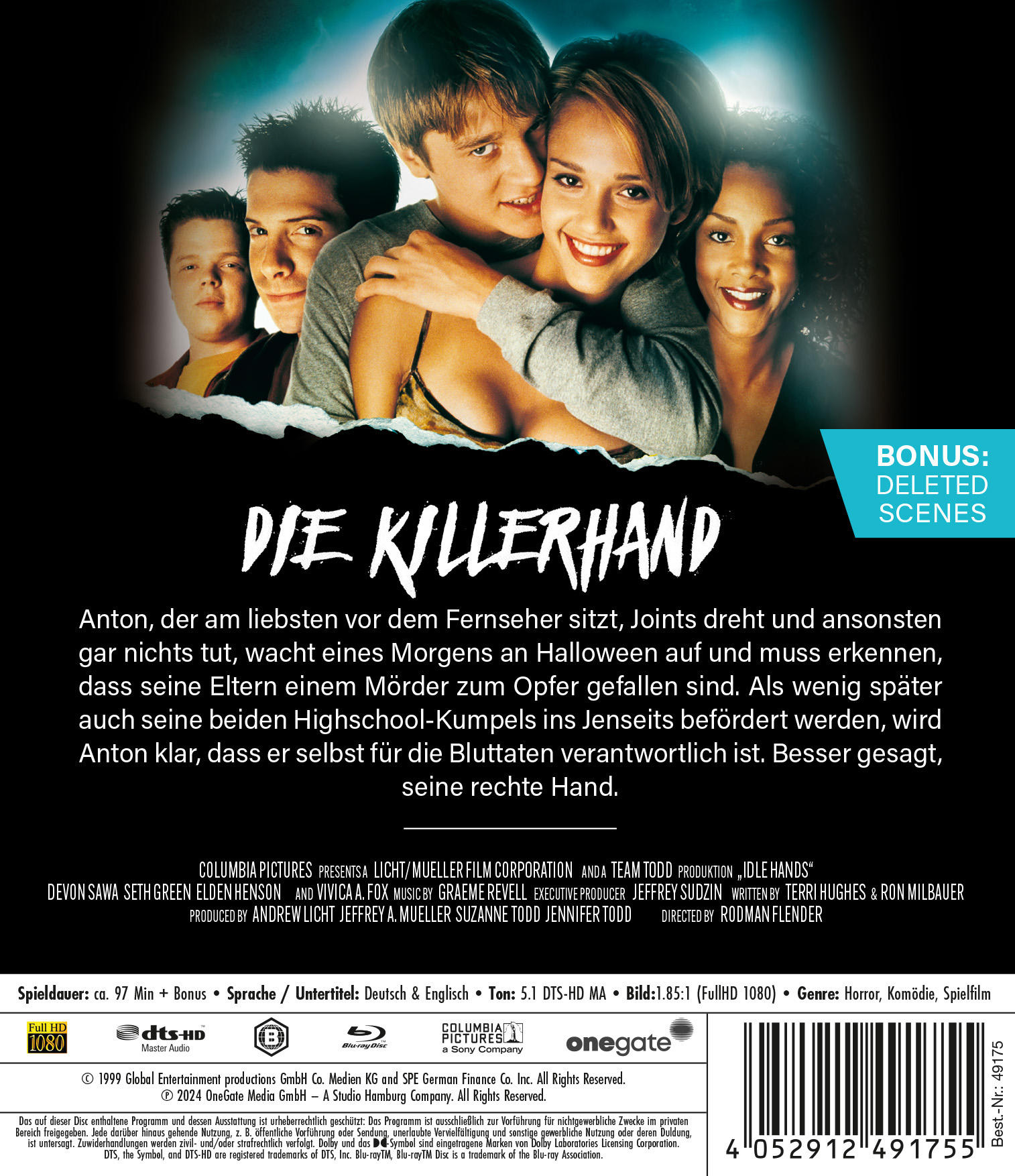 Die Rückseite einer DVD-Hülle mit Filmtitel auf Deutsch und abgebildeten Schauspielern.