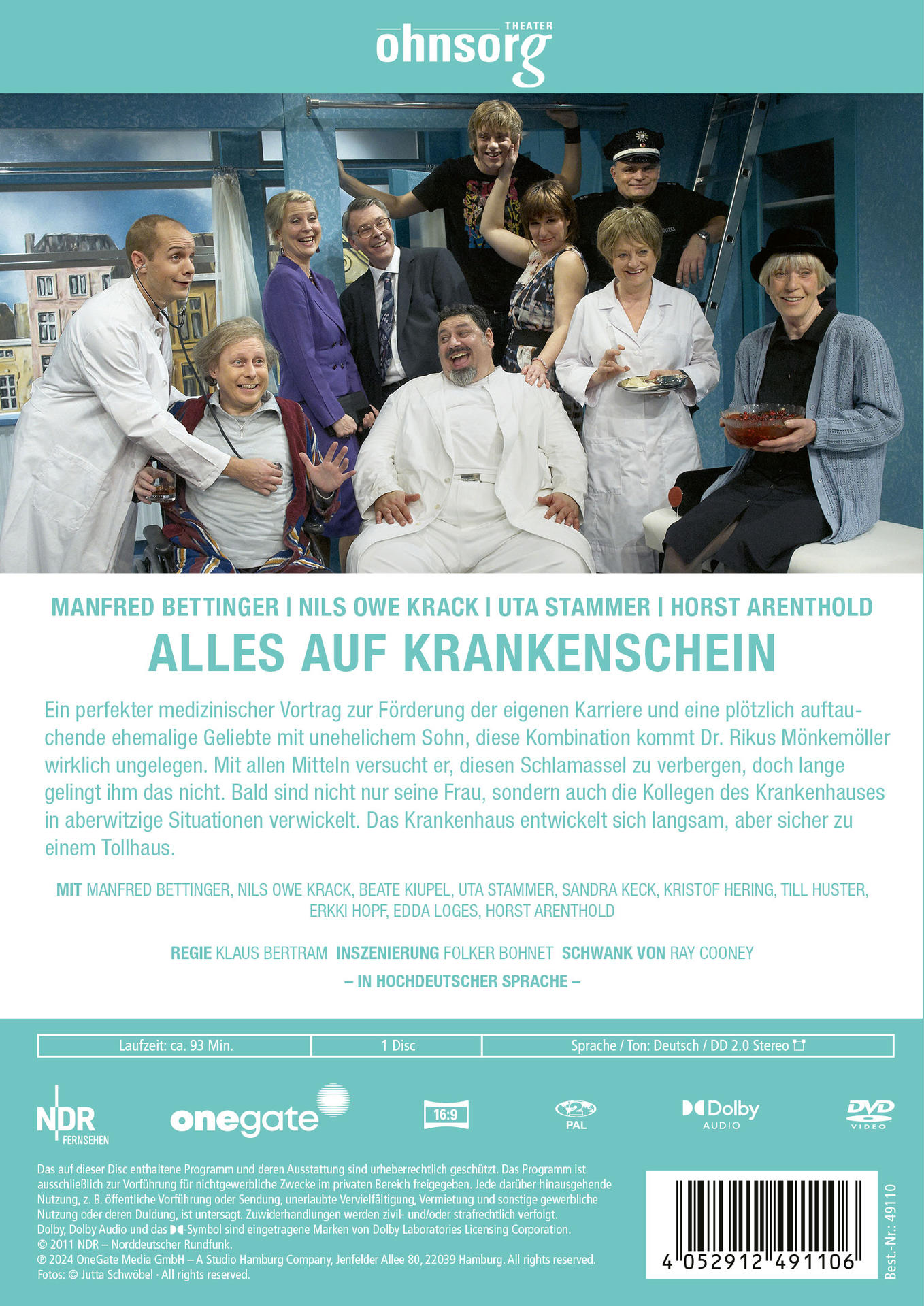 DVD-Hülle eines deutschen Theaterstücks. Eine Gruppe von Schauspielern ist für das Cover angeordnet, mit Text unten.
