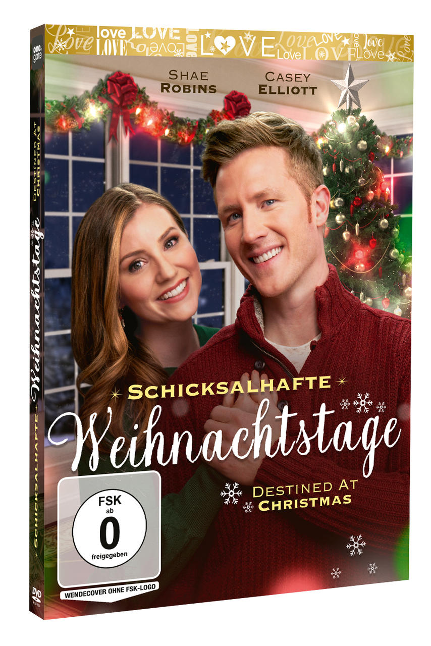 Ein DVD-Cover zeigt einen Mann und eine Frau, Weihnachtsbeleuchtung und einen Weihnachtsbaum im Hintergrund.