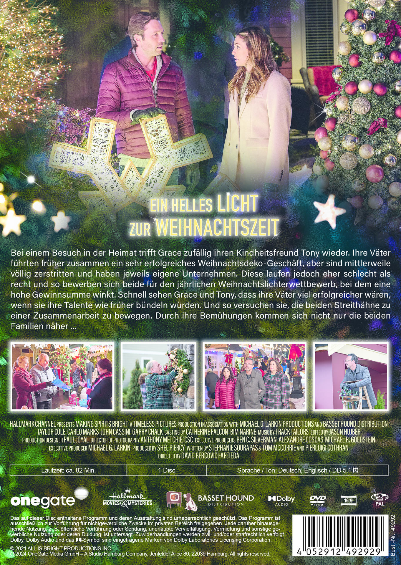DVD-Cover mit zwei Personen auf der Vorderseite und Text auf Deutsch. Weihnachtsthema.