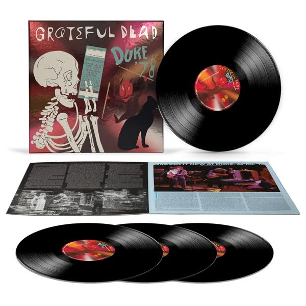Album borító: Grateful Dead 'Duke 78' bakelit lemezek, doboz és belső lapok.