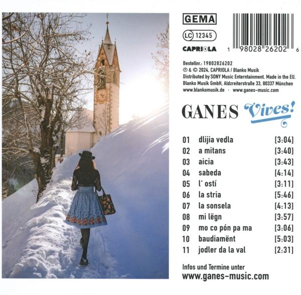 Die Rückseite einer Musik-CD mit Text in einer Fremdsprache.