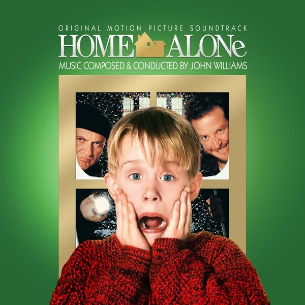 Home Alone-Filmplakat. Ein Junge mit Händen an den Wangen und zwei ängstlich blickende Männer.