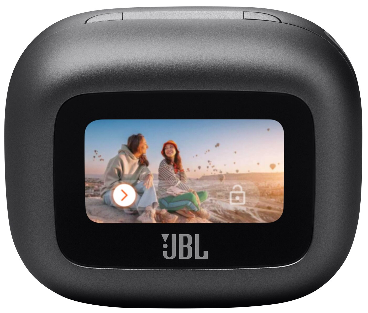 Kamera JBL wyświetlająca parę na ekranie.