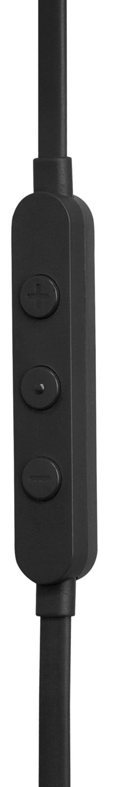 Czarny pilot in-line z trzema przyciskami.