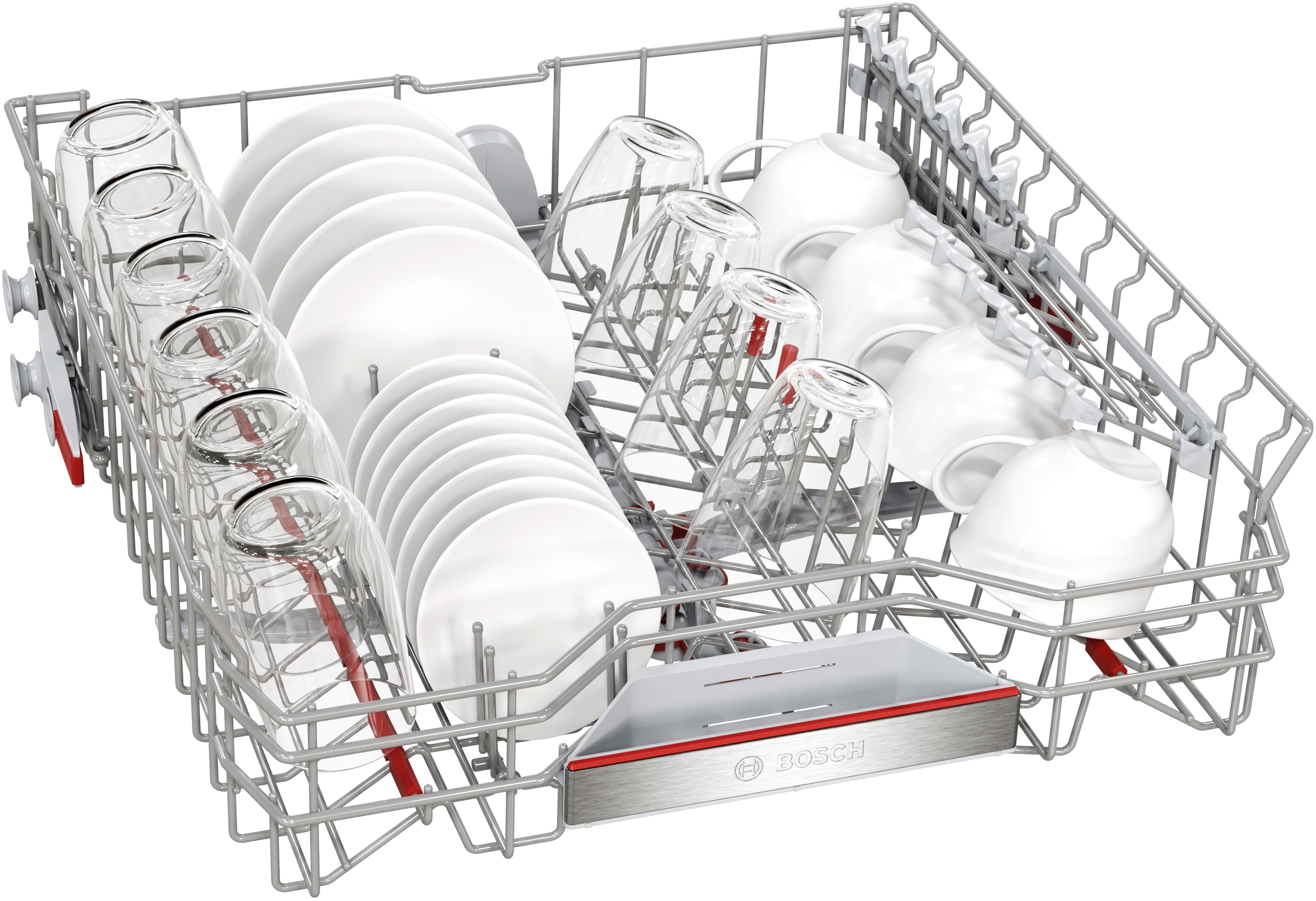 Diagramm der Geschirrspülerabmessungen, weißer Hintergrund.