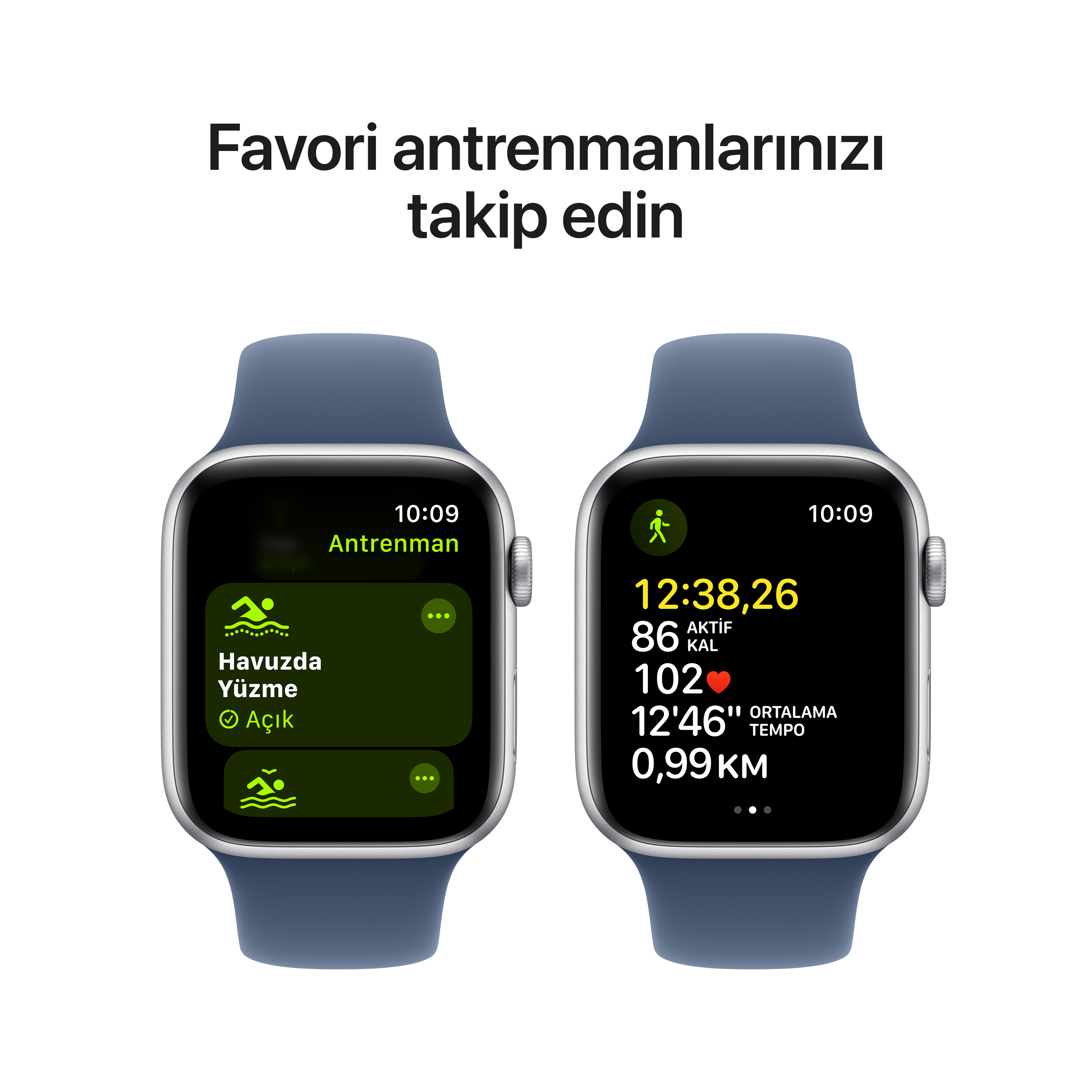 Egzersiz metriklerini gösteren akıllı saat.