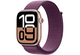 APPLE Watch Series 10 GPS 46mm Rose Gold Aluminium Case with Plum Sport Loop