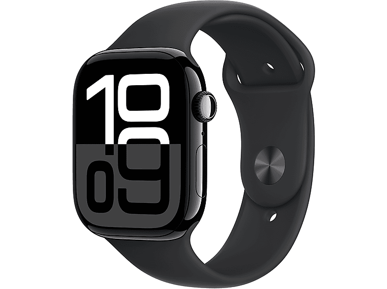 APPLE Watch Series 10 GPS + Cellular 42mm Jet Black Aluminium Case with Black Sport Band - S/M