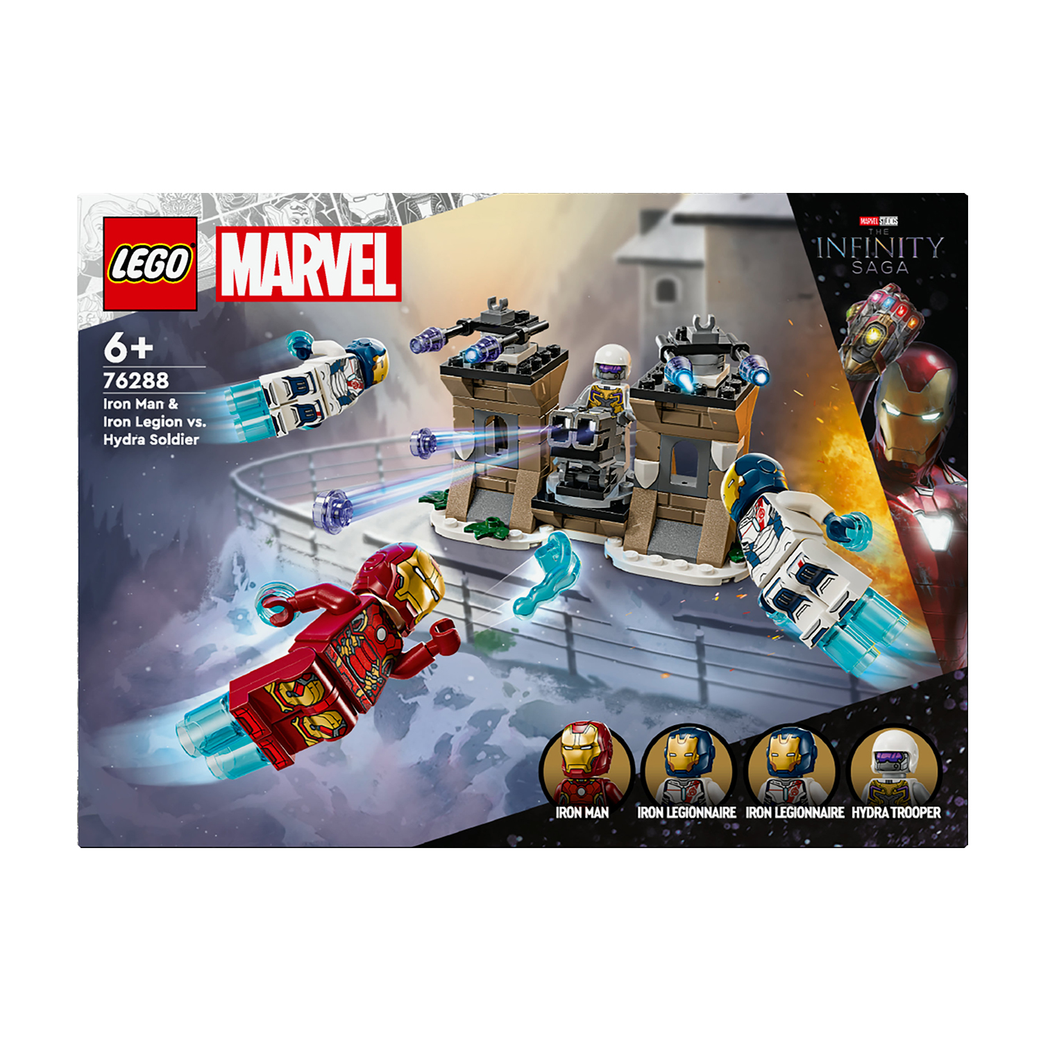 Set Lego Marvel Iron Man & Iron Legion vs. Hydra Soldier.