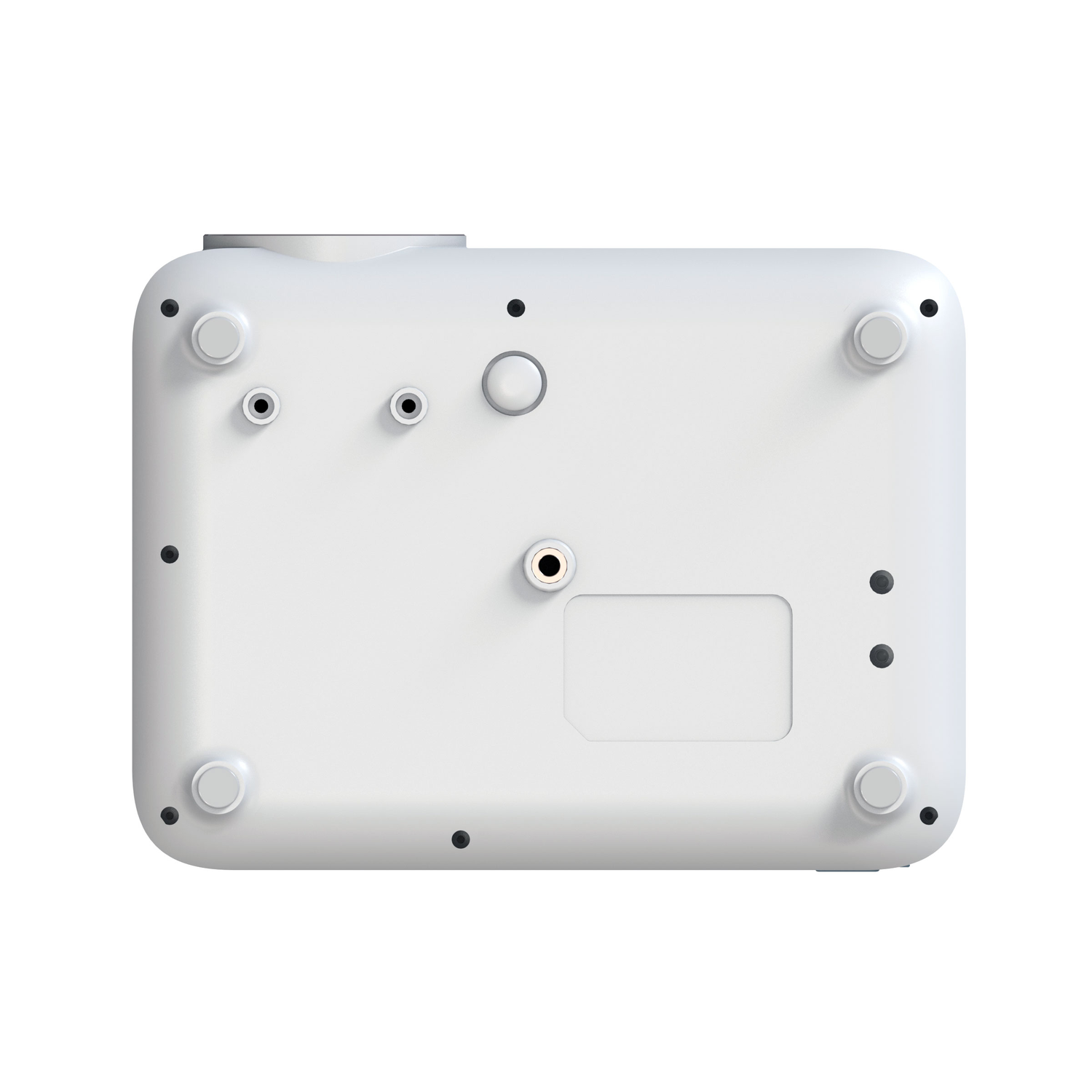 White projector bottom with ports and feet.