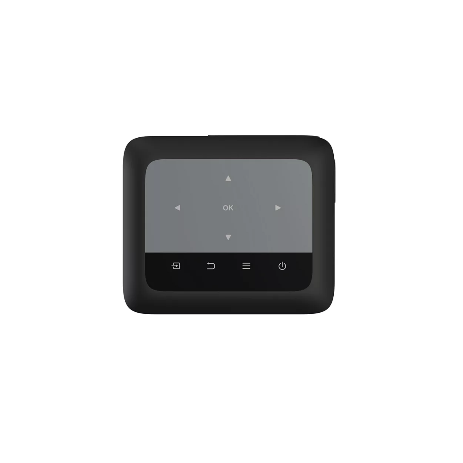 Black remote with directional buttons and an OK button.