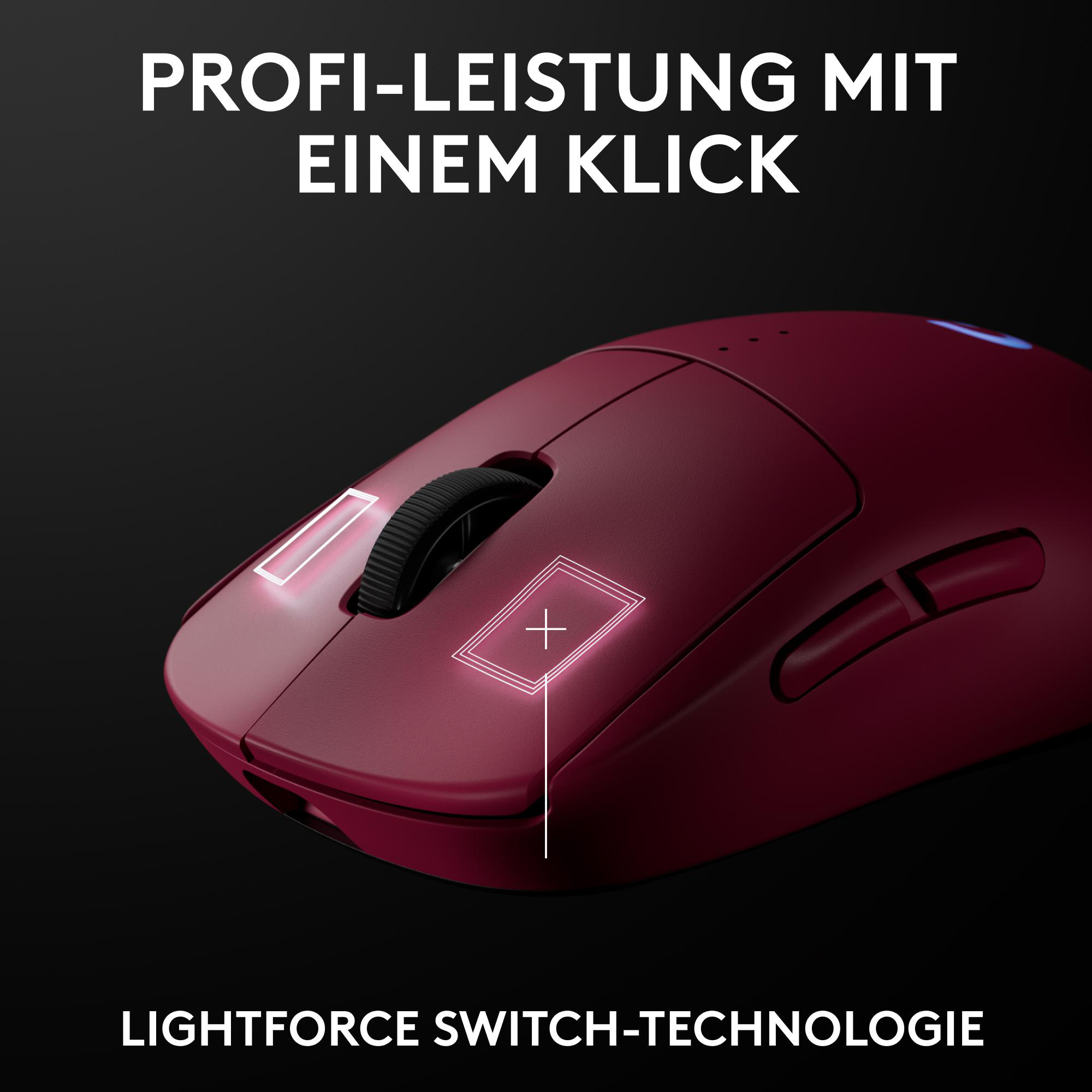 Rote Computermaus mit zwei hervorgehobenen Tasten.