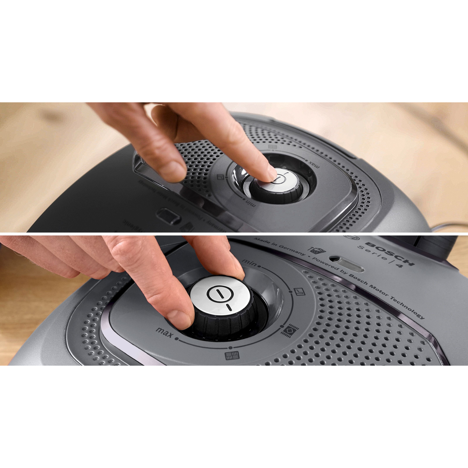 Vacuum cleaner controls: buttons and dials.