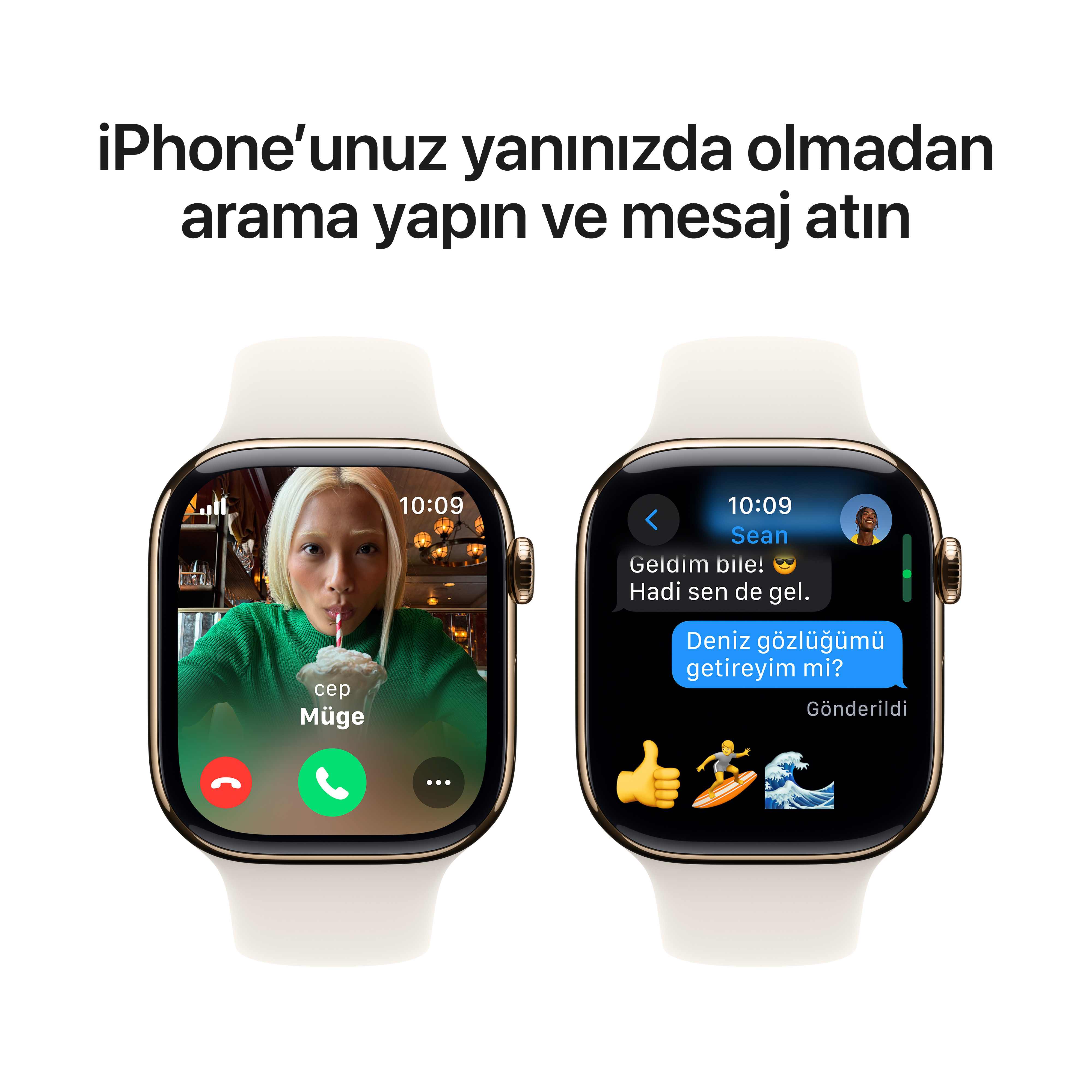 Görüntülü görüşme ve metin görüntüleyen bir akıllı saat.