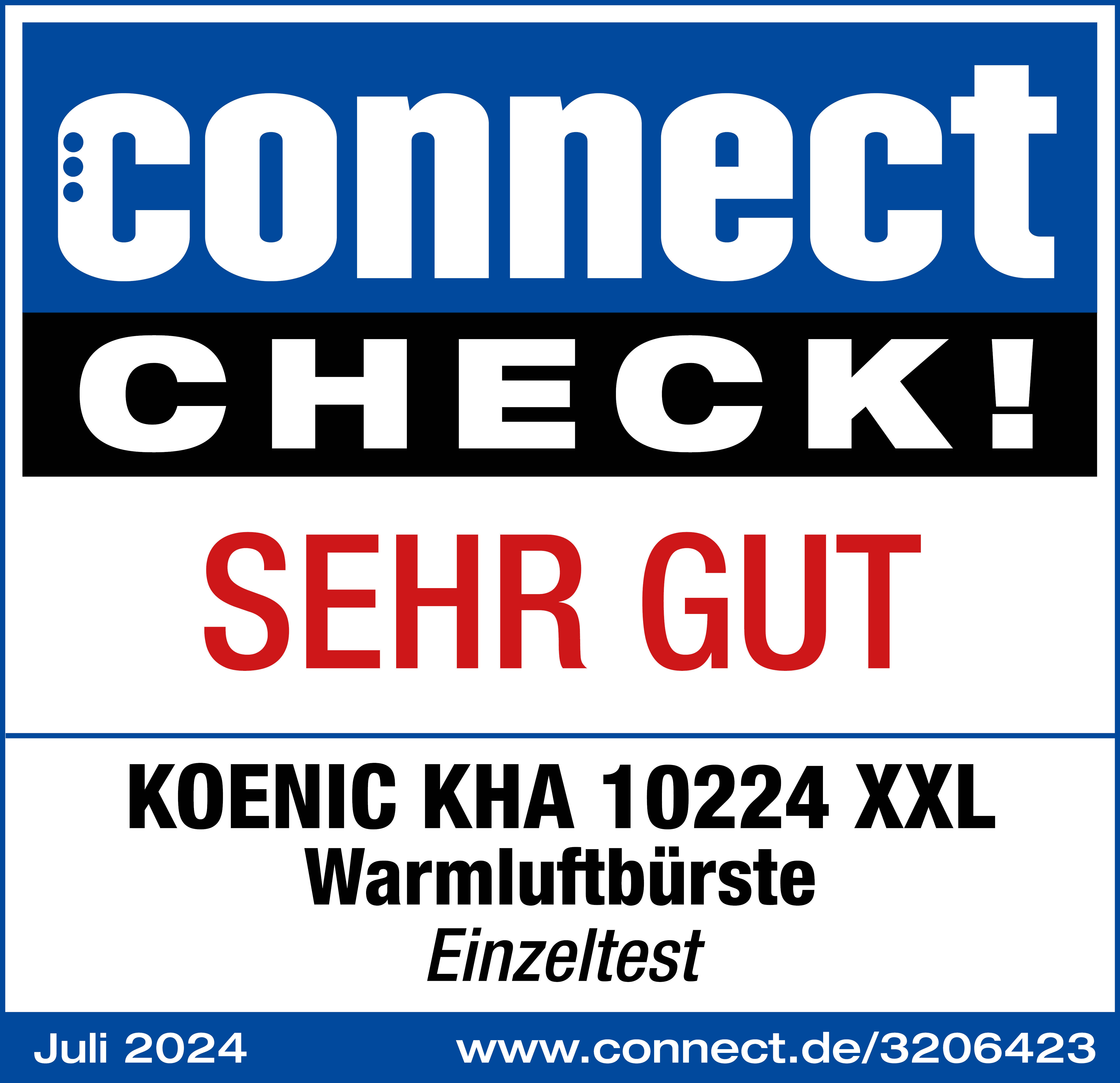 Connect Bewertung: KOENIC KHA 10224 XXL, Warmluftbürste, 'SEHR GUT', Juli 2024.