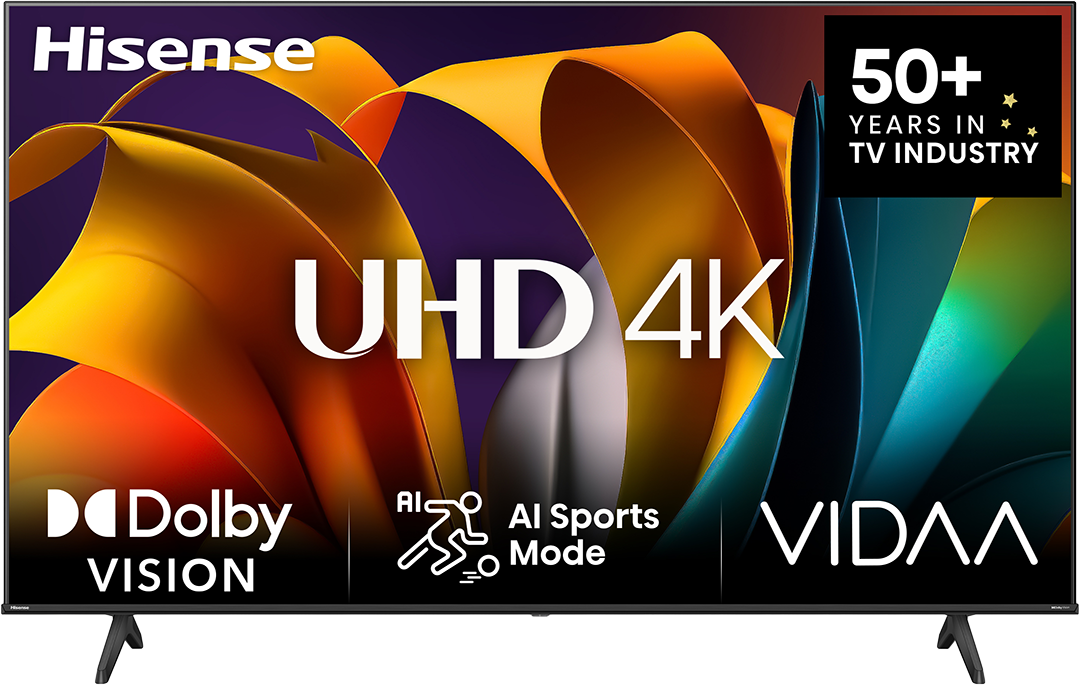 Hisense UHD 4K TV, Dolby Visionnel, AI sport móddal és VIDAA-val.