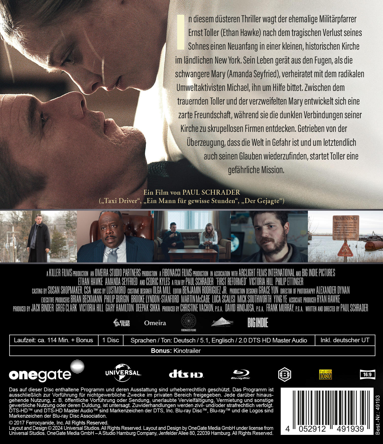 Rückseite einer DVD-Hülle mit Text in mehreren Sprachen und Filmbildern.