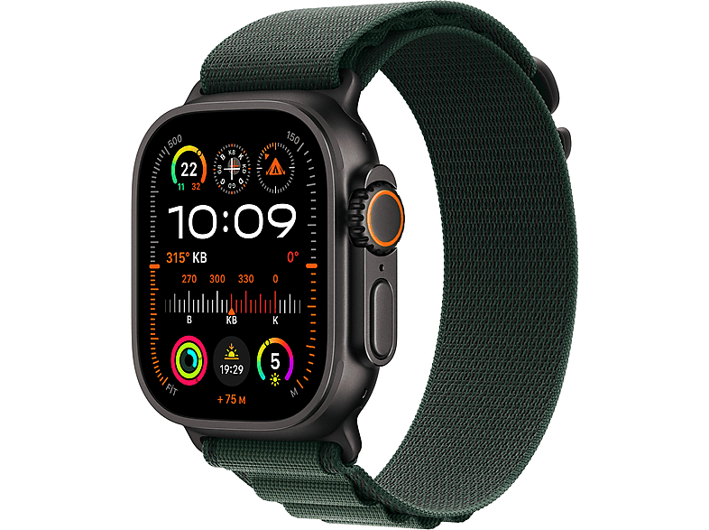 APPLE Watch Ultra 2 GPS + Cellular 49mm Black Titanium Case with Dark Green Alpine Loop - Medium