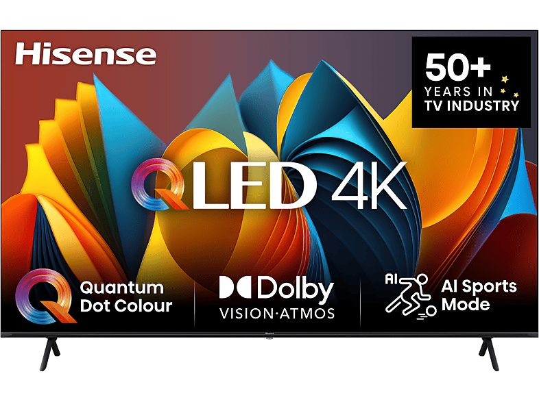 HISENSE 43E7NQ 4K UHD Smart QLED TV, fekete, 108 cm