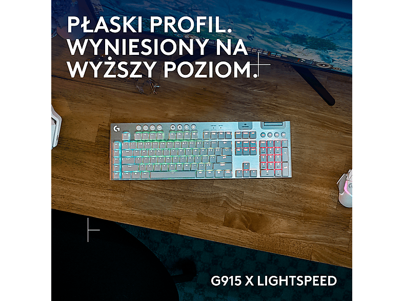 Logitech G915 X Lightspeed Tactile US INTL Biały – zdjęcie 2