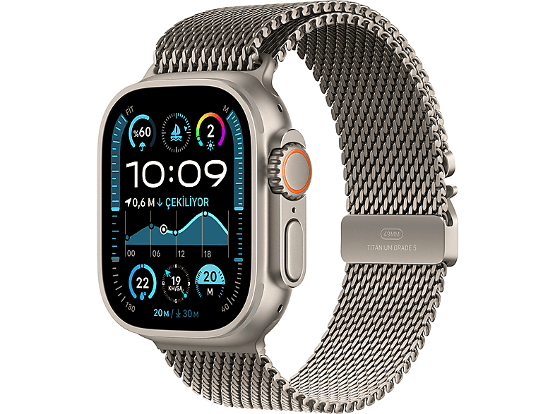 APPLE Watch Ultra 2 GPS + Cellular 49mm Natural Titanium Case with Natural Titanium Milanese Loop - M