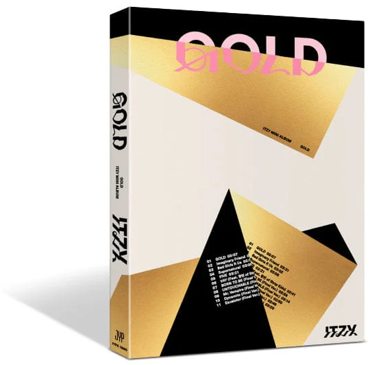 Album borító: Arany doboz rózsaszín 'GOLD' felirattal és a számlistával.