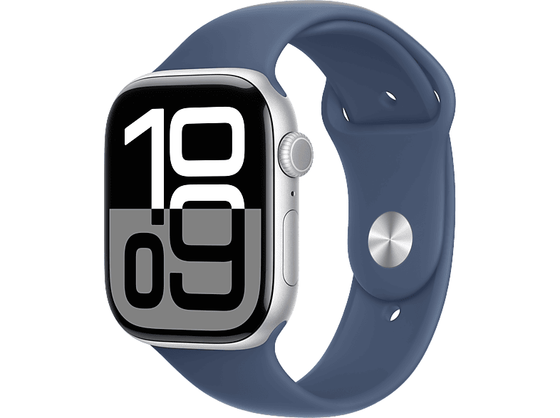 APPLE Watch Series 10 GPS 42mm Silver Aluminium Case with Denim Sport Band - S/M