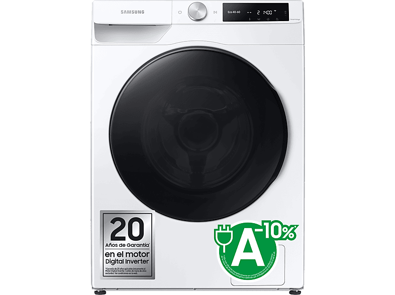 Samsung WD11DG6B85BEU3, 11kg, 6kg, 1400 rpm, Autodosificación, AI Wash, Air Blanco