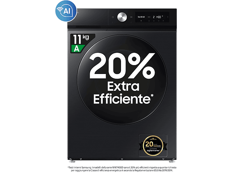Samsung Ww11Db7B94Gbu3 Lavatrice, Caricamento frontale, 11 kg, 60 cm, Classe A