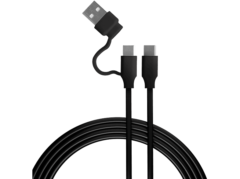Cable - FR-TEC USB-C Play & Charge 3m FT0042, a con adaptador USB-A, Compatible Mando Dualsense, Negro