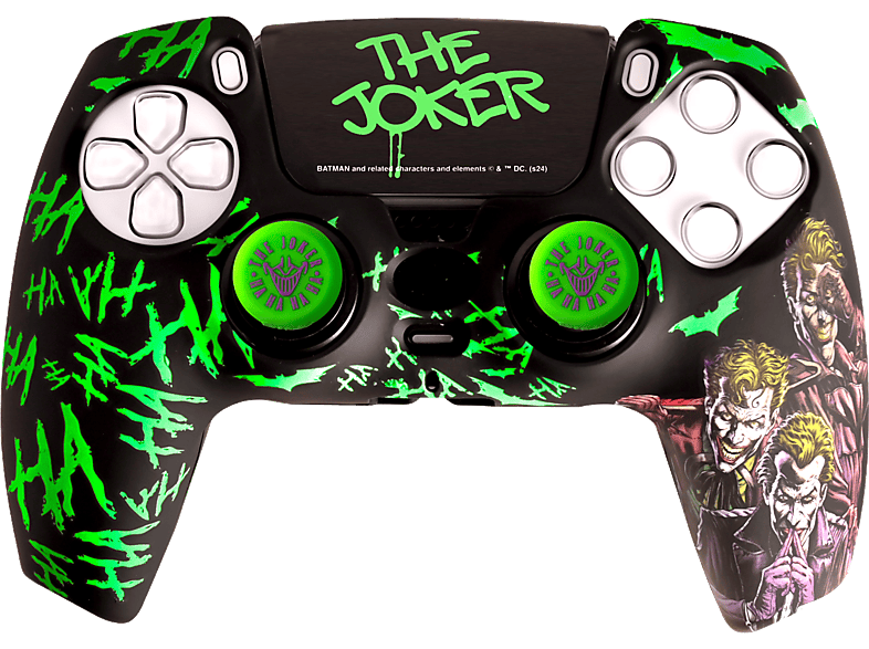 Funda + grips - FR-TEC PS5 Combo Pack DC Joker JOK0001, Stickers, Licencia oficial Batman, Evita la Sensación de Manos Sudorosas, Multicolor