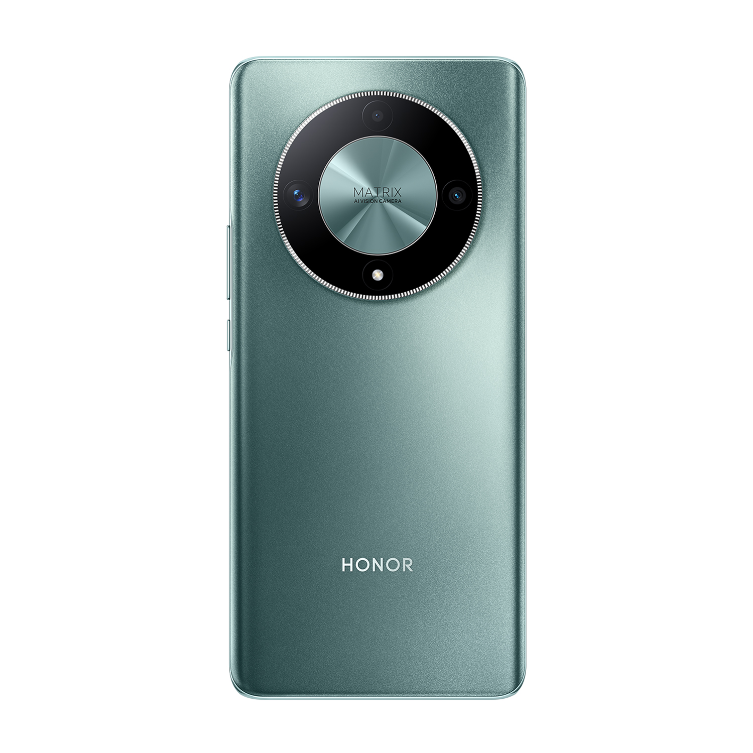Retro del telefono Honor verde. Modulo fotocamera centrale con più lenti.