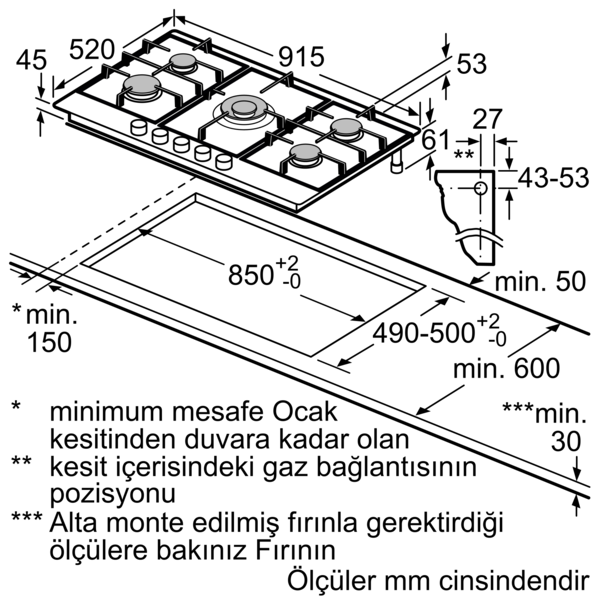 SIEMENS EC9A5RB90 Gazlı Ankastre Ocak