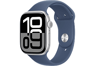 APPLE Watch Series 10 GPS 46mm Silver Aluminium Case with Denim Sport Band - M/L_0