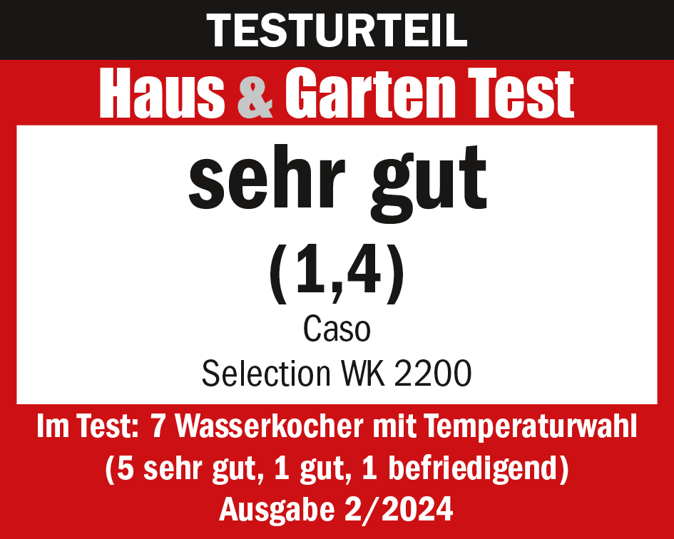 Testergebnis des Caso WK 2200 Wasserkochers, Bewertung 'sehr gut' (1,4).