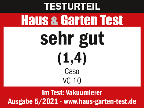 Rote und weiße Bewertung mit dem Text: sehr gut (1,4).