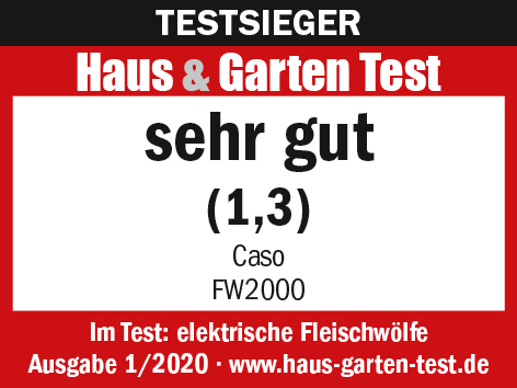 Ein rotes Rechteck mit Text, ein Testergebnis für elektrische Fleischwölfe.