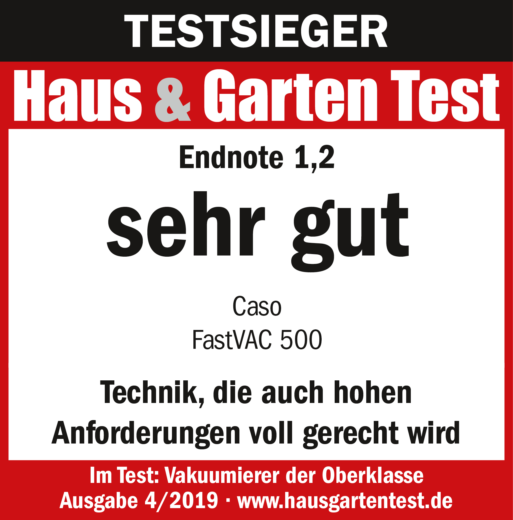 Auszeichnung für einen Staubsauger. Text, 