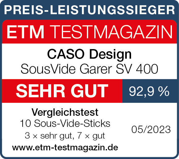 Ein Produktbewertungs-Badge mit der Aufschrift: Preis-Leistungssieger, mit einer Bewertung von 92,9 % und einem Logo.