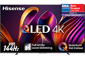 HISENSE 100E7NQPRO 4K UHD Smart 144Hz Gamer QLED TV, sötétszürke, 254 cm